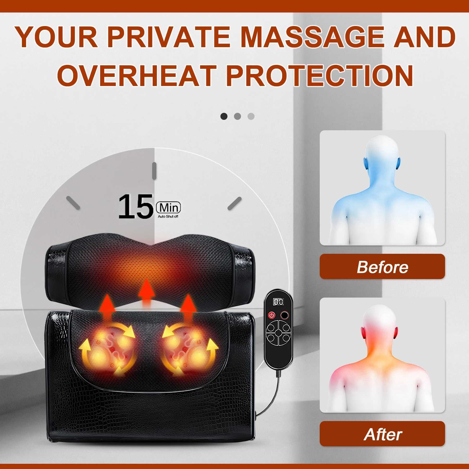 Back massager Acupressure electric massage pillow for back and neck equipped with deep massage used for back neck shoulder and body muscle pain. W2408