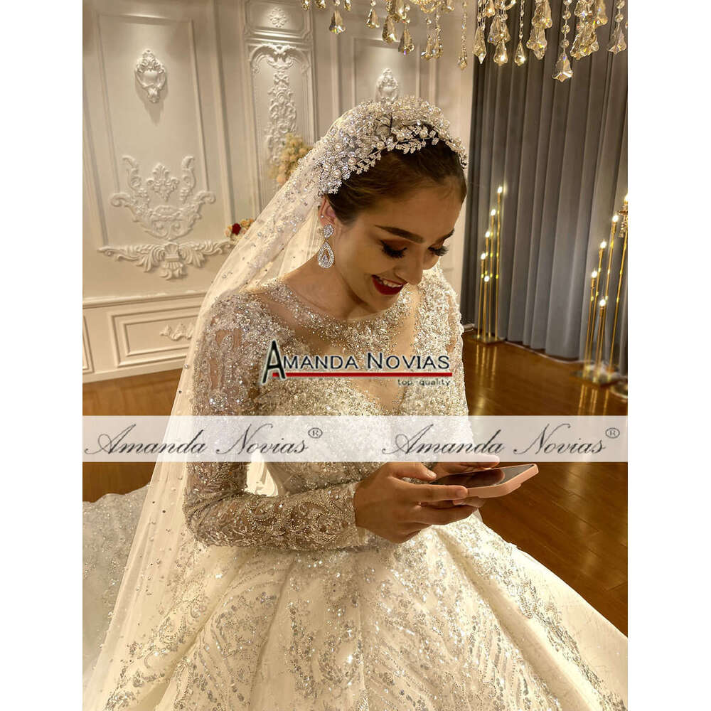 Sparkle Rhie Full Sleeve Ball Gown Wedding Dress