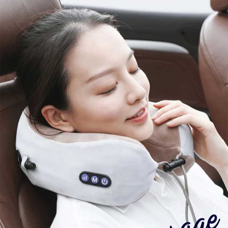 Multi functional electric massage pillow Ushaped neck protector with heating and memory foam for travel and family massage W240819