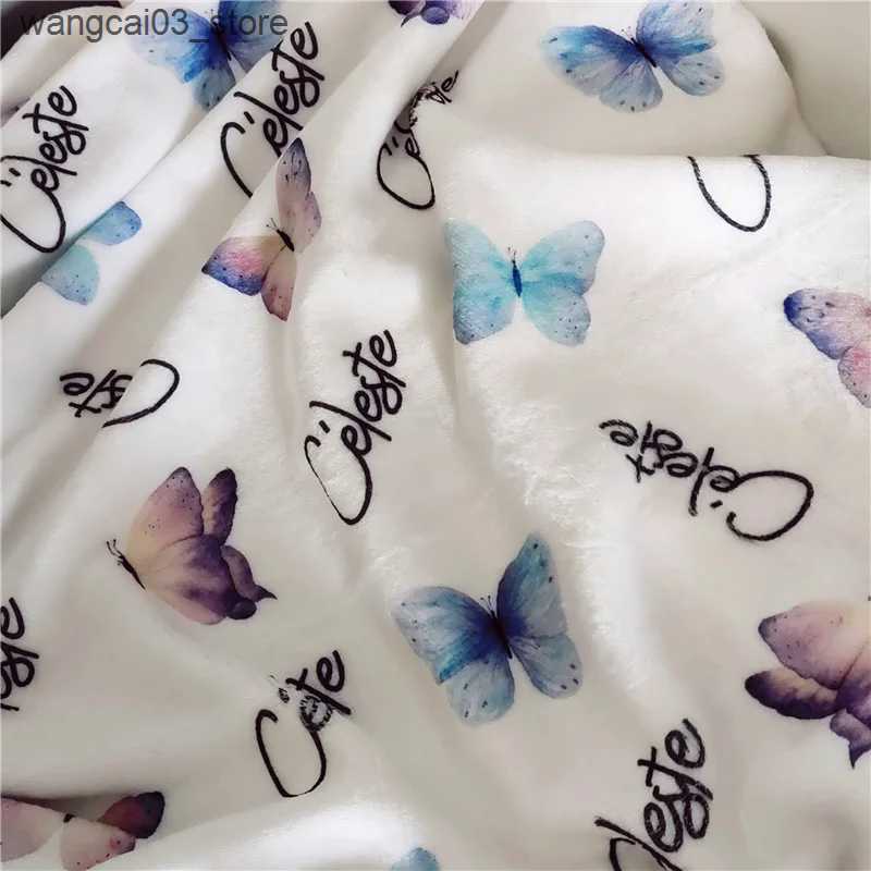 Blankets Swaddling Name Personalized Baby Blanket Swaddling Baby Bedding Crib Swaddle Butterfly Custom Newborn Gift Baby Blanket Birthday Gift L240910