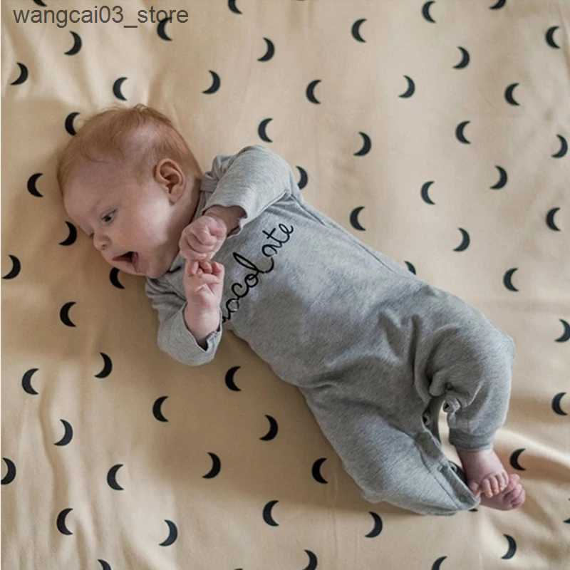 Blankets Swaddling Cotton Muslin Baby Blanket Olives Crescent moon Pattern Newborn Swaddle Wrap Quilt Boys Girls Bath Towel Stroller Cover Bedding L24