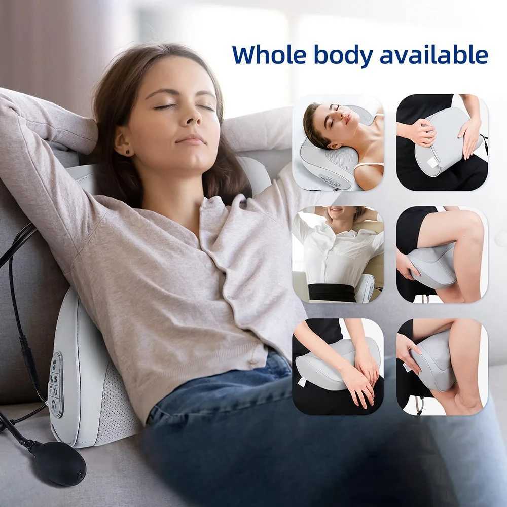 2-in-1 electric neck and back massage pillow waist massage pillow kneading massage pad finger pressure head shoulder massage head W240819