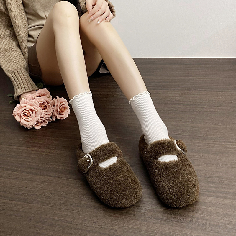 New Autumn and Winter 2024 Baotou Thick Soled Warm Slippers 34-42