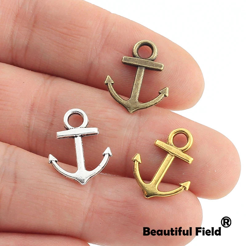 26pcs 15x18mm Antique Tibetan Silver Bronze Gold Color Charms Pendant WeddingPhoneDecorationBracelet Necklace Anchor A065 241010