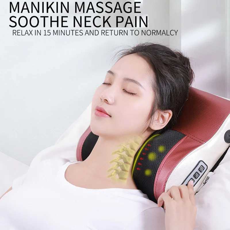 Massage pillow neck massager infrared heating electric back acupressure device Cervical head shoulder kneading healthy relaxation W240819