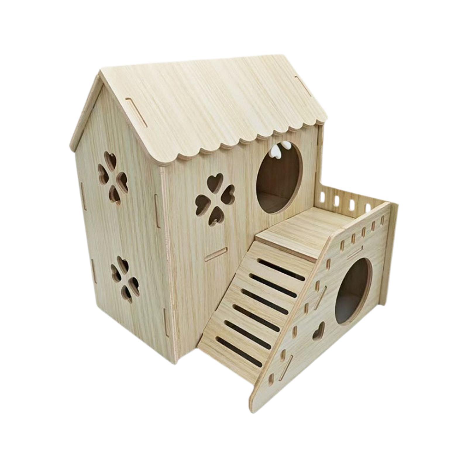 Wooden Hamster House Small Animal Hideaway Tunnel Exploring Toy Hamster Toy Thickened Portable Mice and Rat Habitat for Gerbils