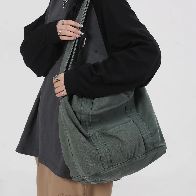 100% pure cotton womens shoulder bag high-quality canvas cross body bag unisex solid wood bag Korean style cross body bag 241008