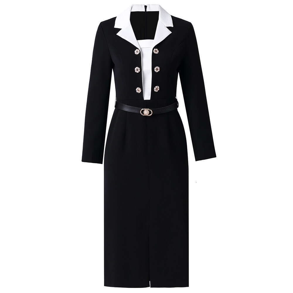 color blocked waist slimming suit with split hips professional and capable temperament womens dress 2024 new style