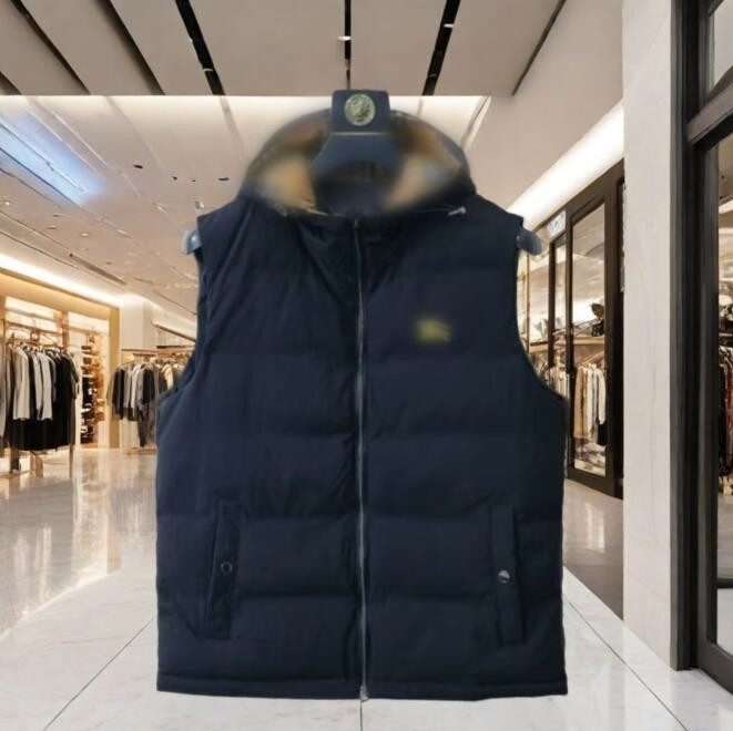 black hooded designer mens vest zipper bodywarmer down cotton mens gilet sleeveless winter jacket coat