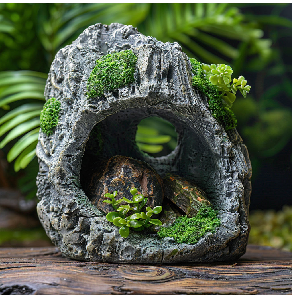 Newest Popular Hideout Resin Lizard Habitat Basking Platform Hiding Cave Small Animal Snake Reptile Hide