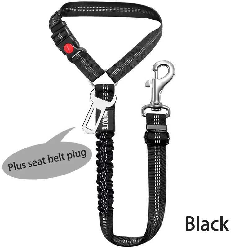 New Solid 2-in-1 Dog Strap Pet Car Seat Strap Adjustable Safety Belt Kitten Dog Collar Pet Accessories Y250412