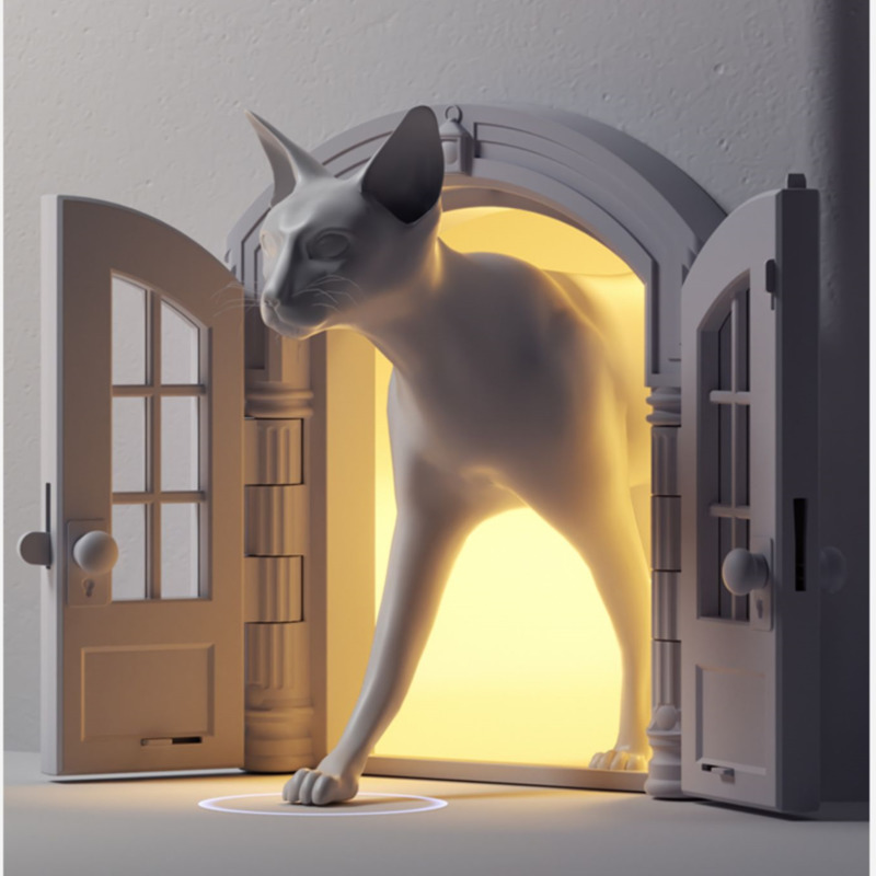 European Minimalist Cat Door Free Entry And Exit Dog Passage Double Door Design Kitten Gate Safety Buckle Pet Supplies