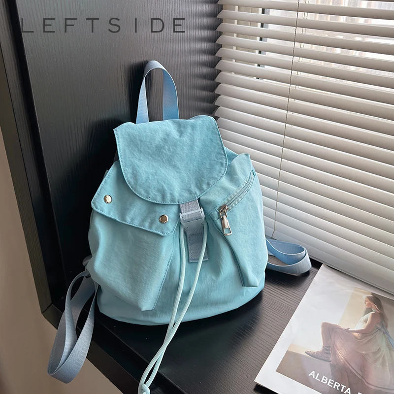 Womens Small Solid Color Fabric Backpack Summer Y2K Korean Fashion Backpack Womens Travel Student Backpack School Backpack 241008