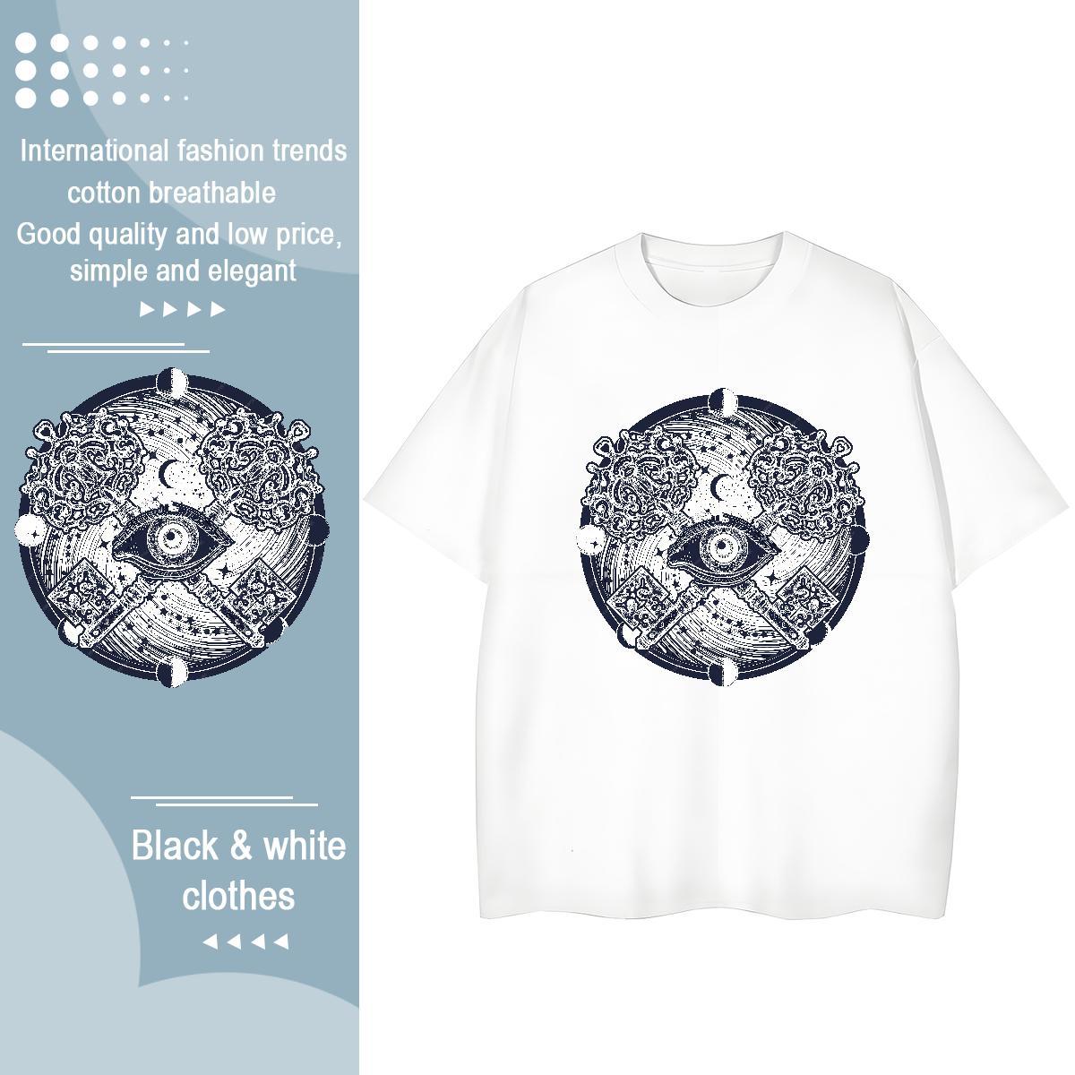 Fashion Casual Woman T Shirts 230g 100% Cotton Crew Neck Daily Outfit eye of the devil Women Tshirts Free Shipping Cartoon Printing L-4XL Tops Shirt