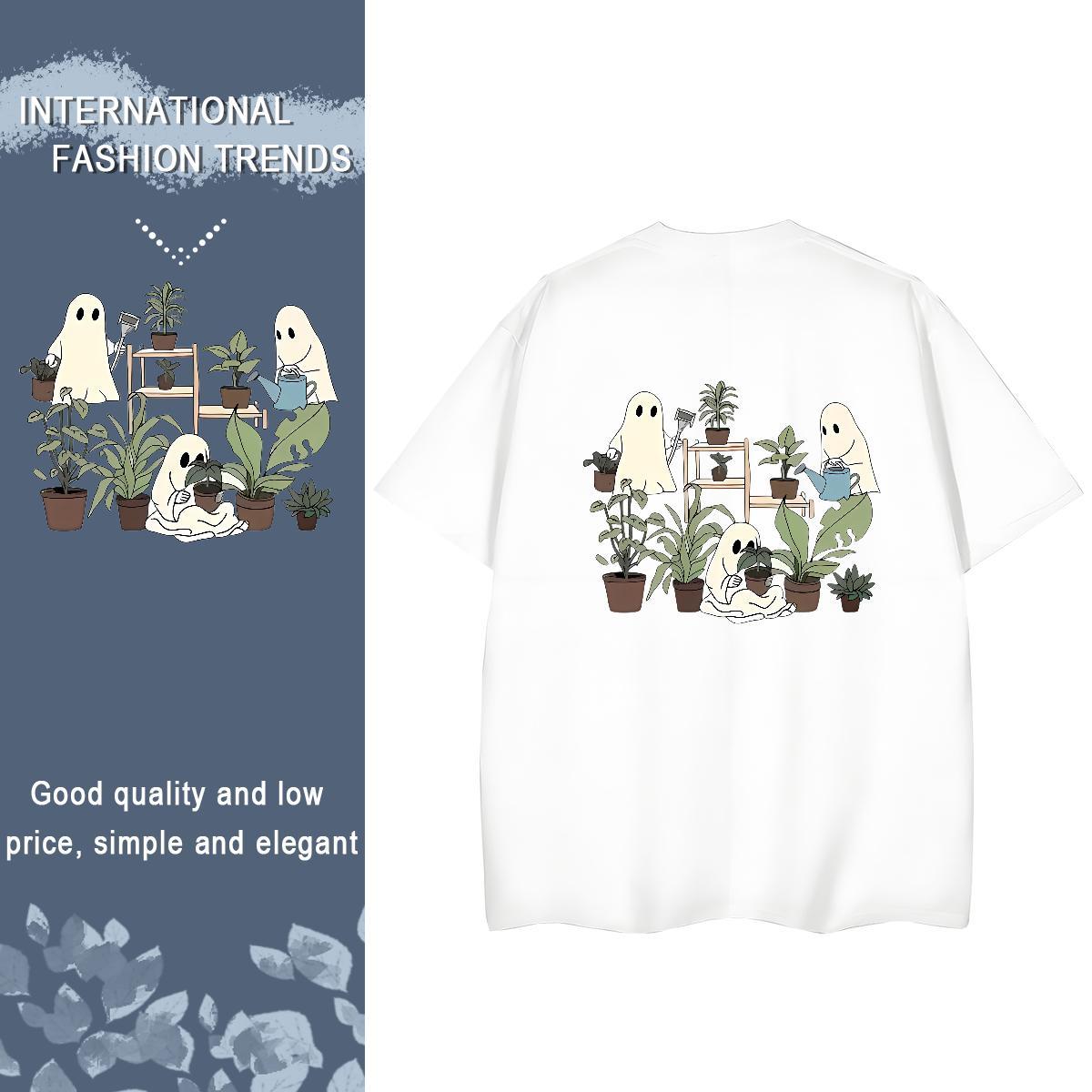 TOP Quality T Shirt For Woman 230g Pure Cotton Short Sleeve O-Neck Spring Summer halloween Women Tshirts Soft Custom Print Oversized Tees Shirts