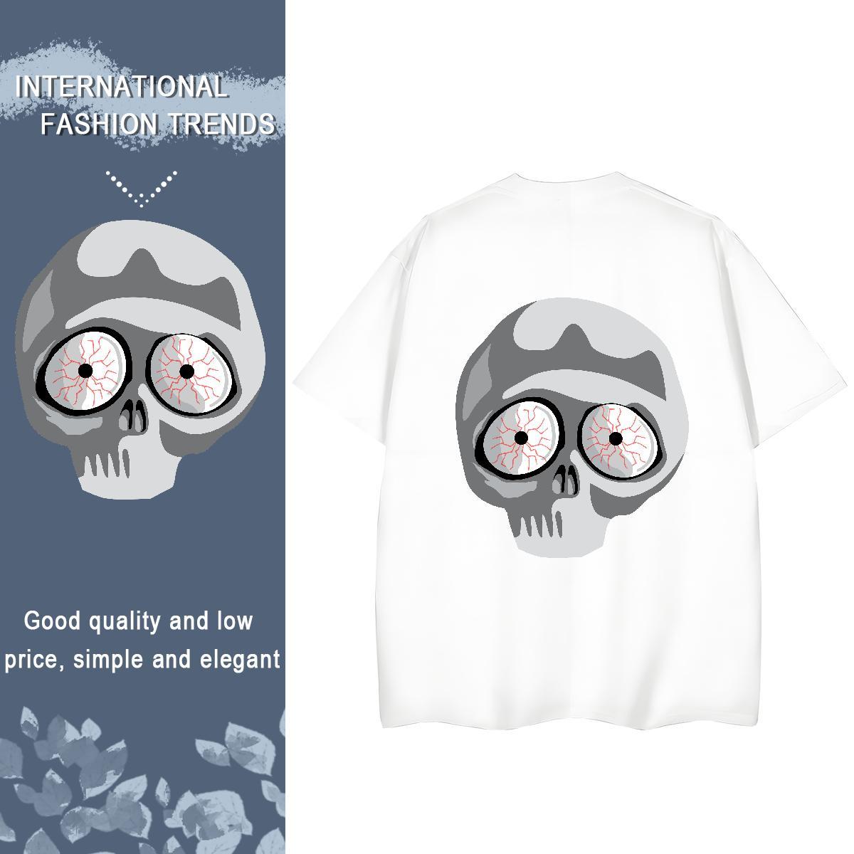 DIY T Shirt For Woman 230g 100% Cotton O-Neck Short Sleeve Casual Daily Wear skull Women Tees Wholesale Oversized L-4XL Top Tees