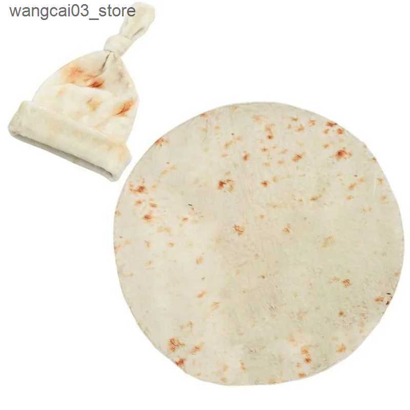 Blankets Swaddling 1 Set Baby Blanket Baby Flour Tortilla Swaddle Winter 100% Flannel Baby Swaddle wrap Sleeping Swaddle Wrap +Hat Baby Sheets L240910
