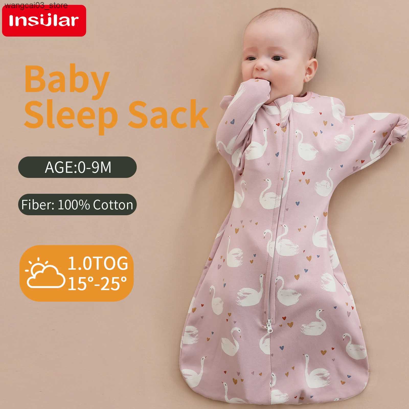 Blankets Swaddling Newborn Baby Sleeping Bags Raised Hand Anti-shock Cotton Printed Sleepsacks Swaddle Blanket New Born Baby Items Baby Swaddle L24091