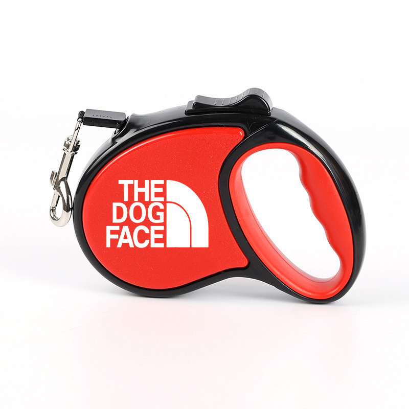 THE DOG FACE Classic Tape Retractable Dog Leash for Small Dogs up to 33 lbs.16 ft. Tangle Free Pet Walking Leash with One-Handed Brake, Pause, Lock Pi