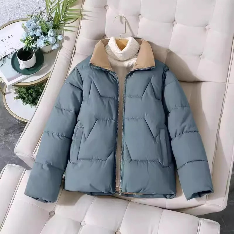 2024 CottonPadded Jacket Women Autumn Winter Korean Short Parker Coat Female Standing Collar ColdProof Thick Warm Overcoat 240930