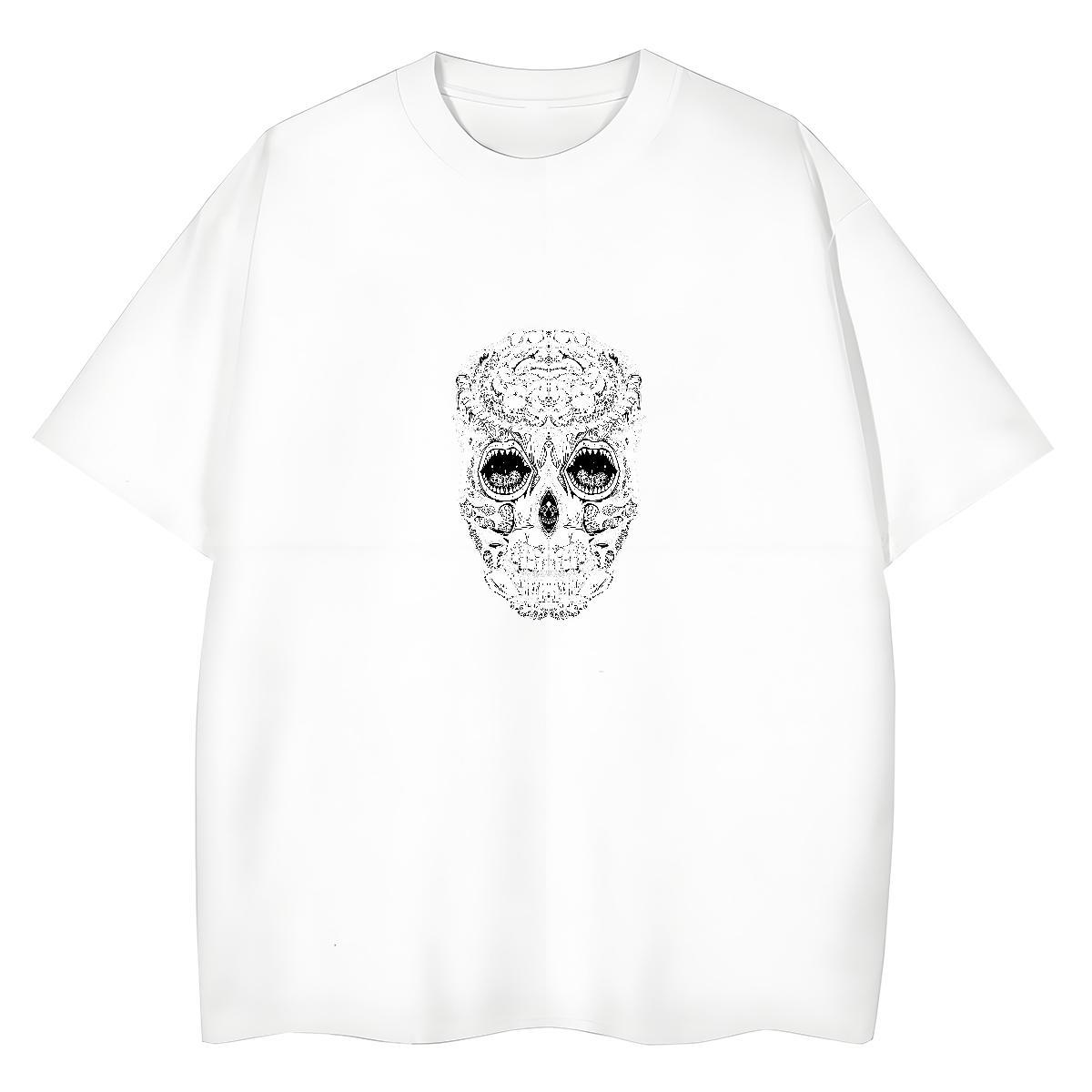 2024 DIY T-Shirts for Women 230g Cotton Breathable Soft Casual Beach skull Womens Tshirts Popular Cartoon Printing L-4XL Clothes Shirt