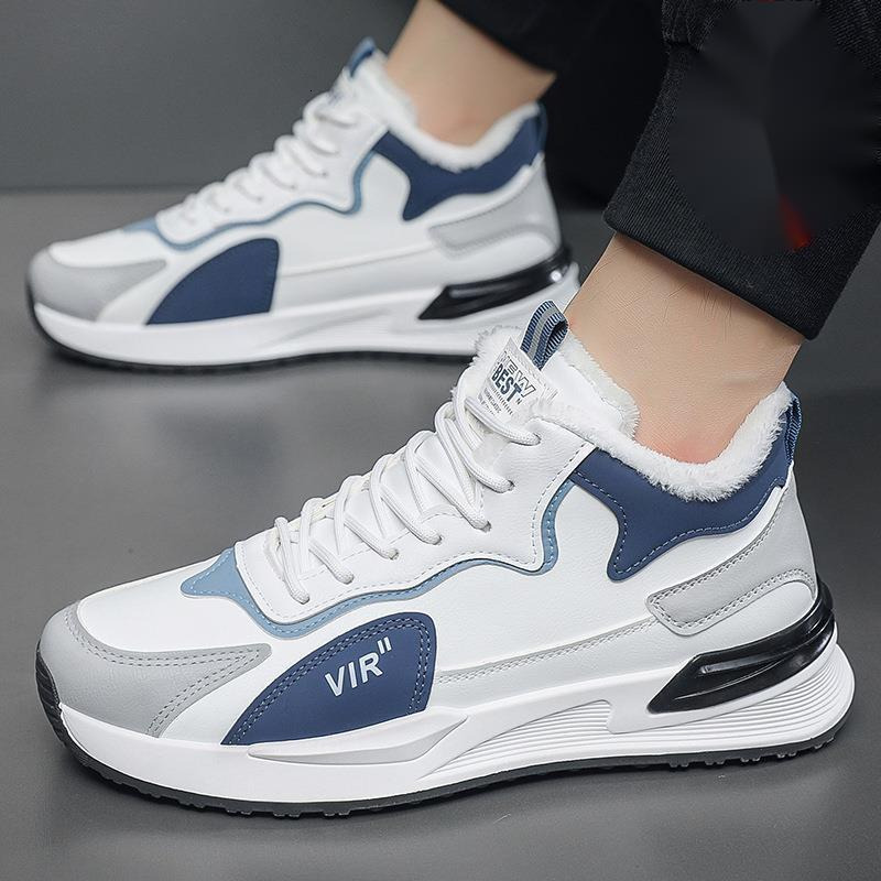 Winter Plush Men's Korean Style Trendy Versatile Thick Warm Cotton Sports Casual Dad Shoes