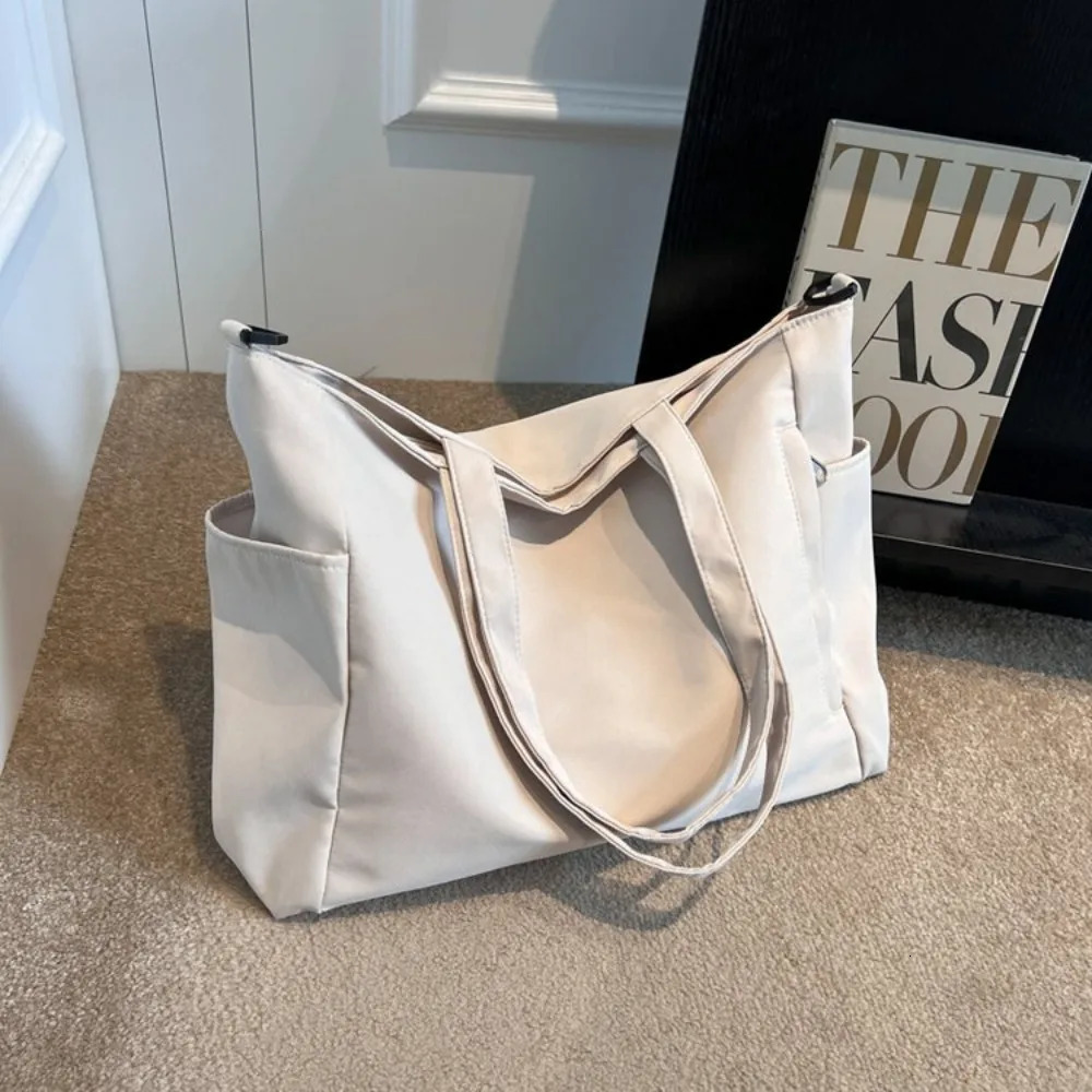 Harajuku Japan Large Capacity Canvas Bag Womens Single Shoulder Korean Style Simple Horizontal Bag 241008