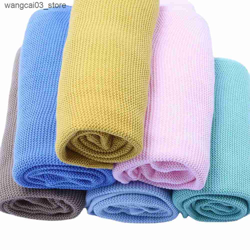 Blankets Swaddling Personalized Name Baby Blanket Embroidered New Born Baby Blanket Stroller Swaddles Breathable Cotton Knitted Blanket Bedding Kid L2