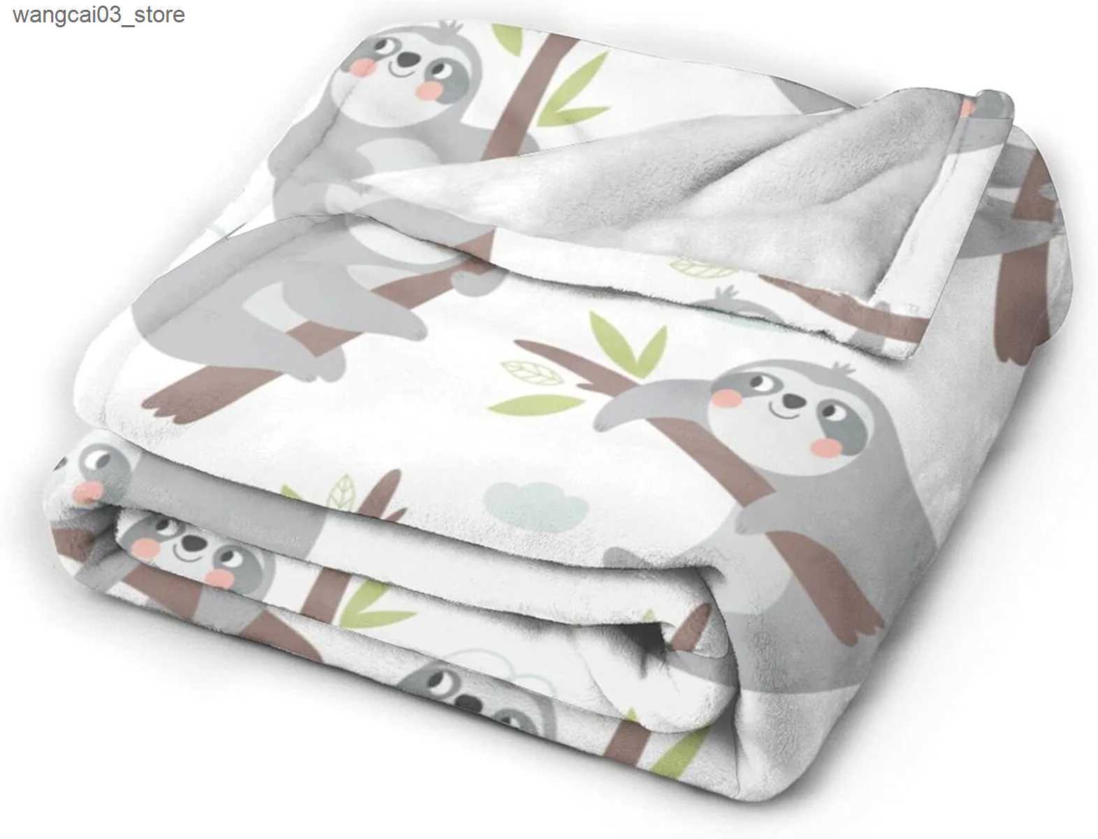 Blankets Swaddling Lovely Sloth PatternThrow Blanket Bedding Super Soft Warm Flannel Blankets for Kids Adults Bedroom Living Room Sofa L240910