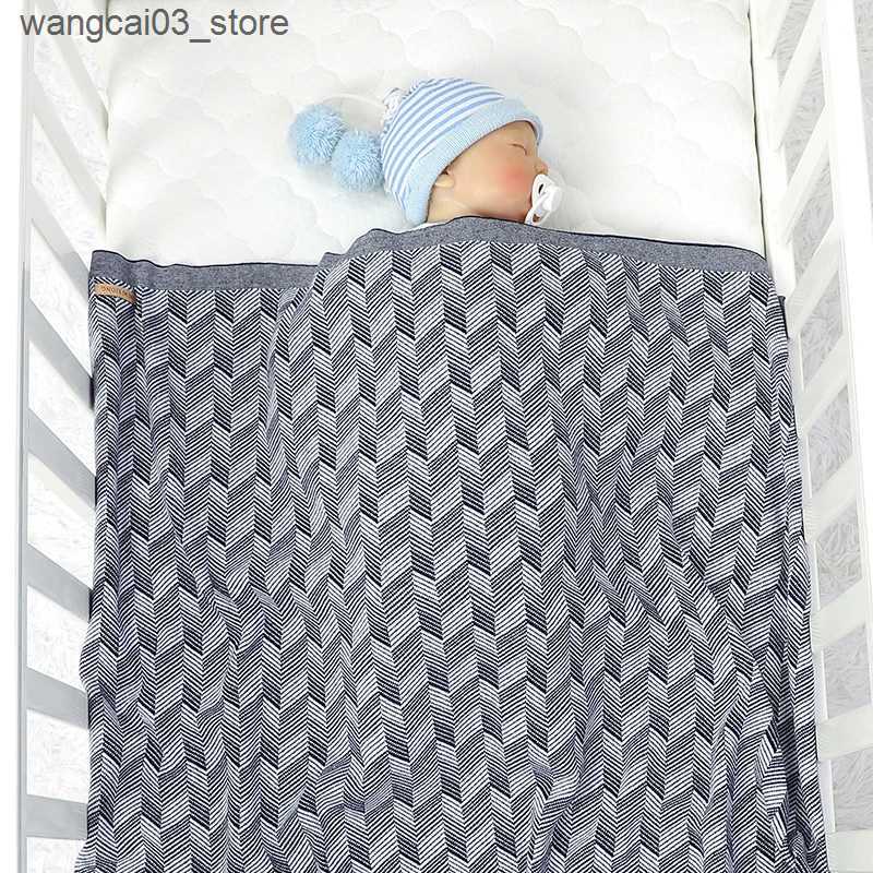 Blankets Swaddling Baby Blanket Newborn Knitted Cotton Super Soft Infant Swaddle Girl Boy Stroller Cobertor Infantil Wrap Kid Monthly Bedding Plaid L2