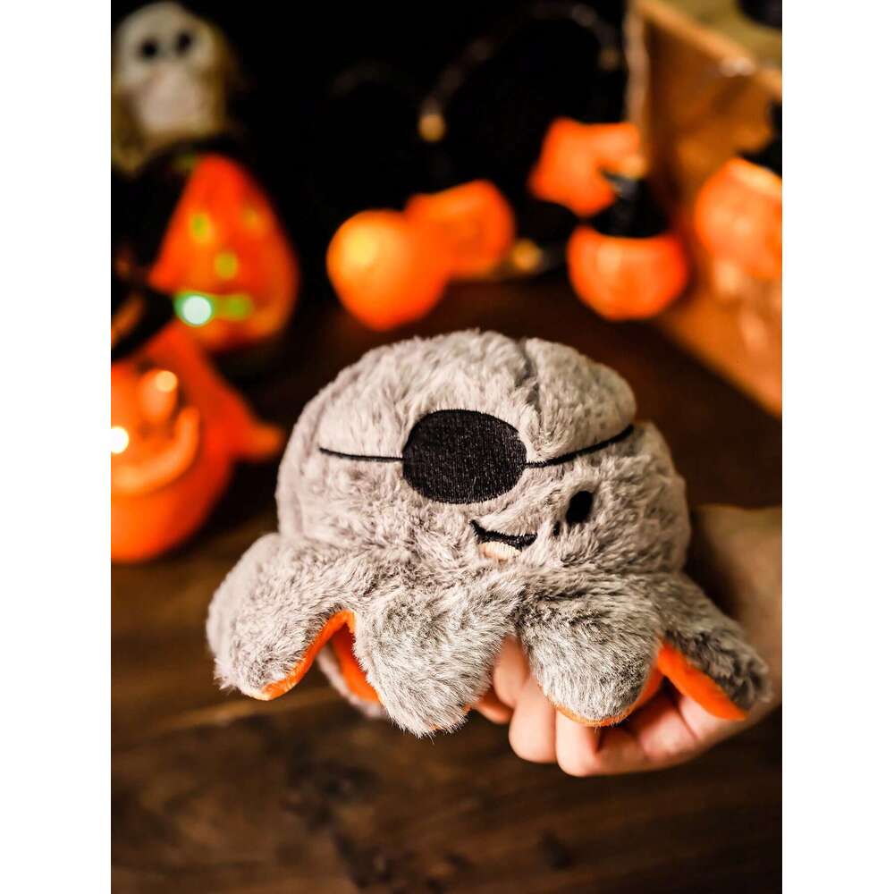 nicovaer 1pc Reversible Pirate Octopus Halloween Pumpkin Plush With Sound, Cat/Dog Squeaky Chew Toy