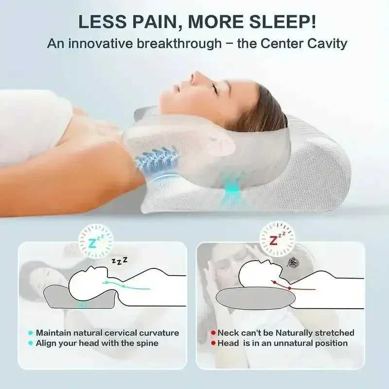 New contour memory foam cervical pillow conforms to ergonomics orthopedic neck pain pillow is used for treatment pillow of stomach sleeper on side bac