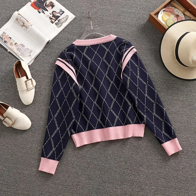 Knitted two-piece womens autumn clothing set casual long sleeved sweater cardiganwide leg pants set 241010