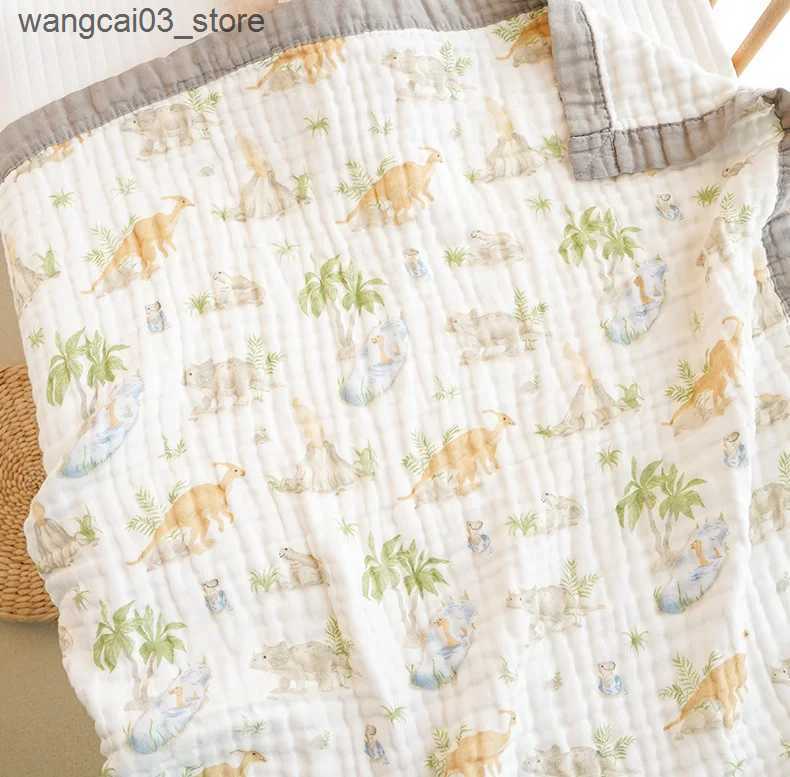Blankets Swaddling Cotton Swaddle Blanket Baby Blanket Solid Color Animal Print Muslin Cotton Swaddle New Born Stroller Cover L240910