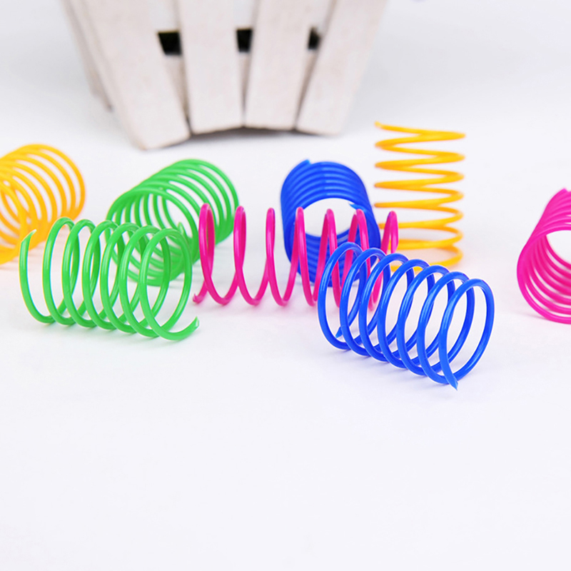 20pcs Action Wide Durable Interactive Toys Flexible Cat Coil Toy Pet Tool Cat Spring Plastic Colorful Coil Spiral Springs Pets