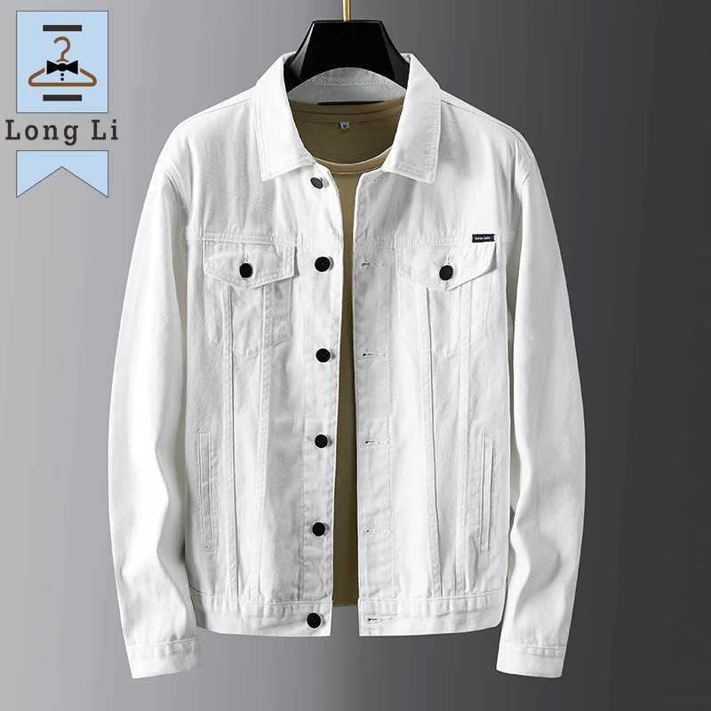 Brand Autumn/Winter 100% Cotton White Jeans Jacket Mens Fashion Denim Coat Denim Jacket Mens Plus Size M-5XL W241011