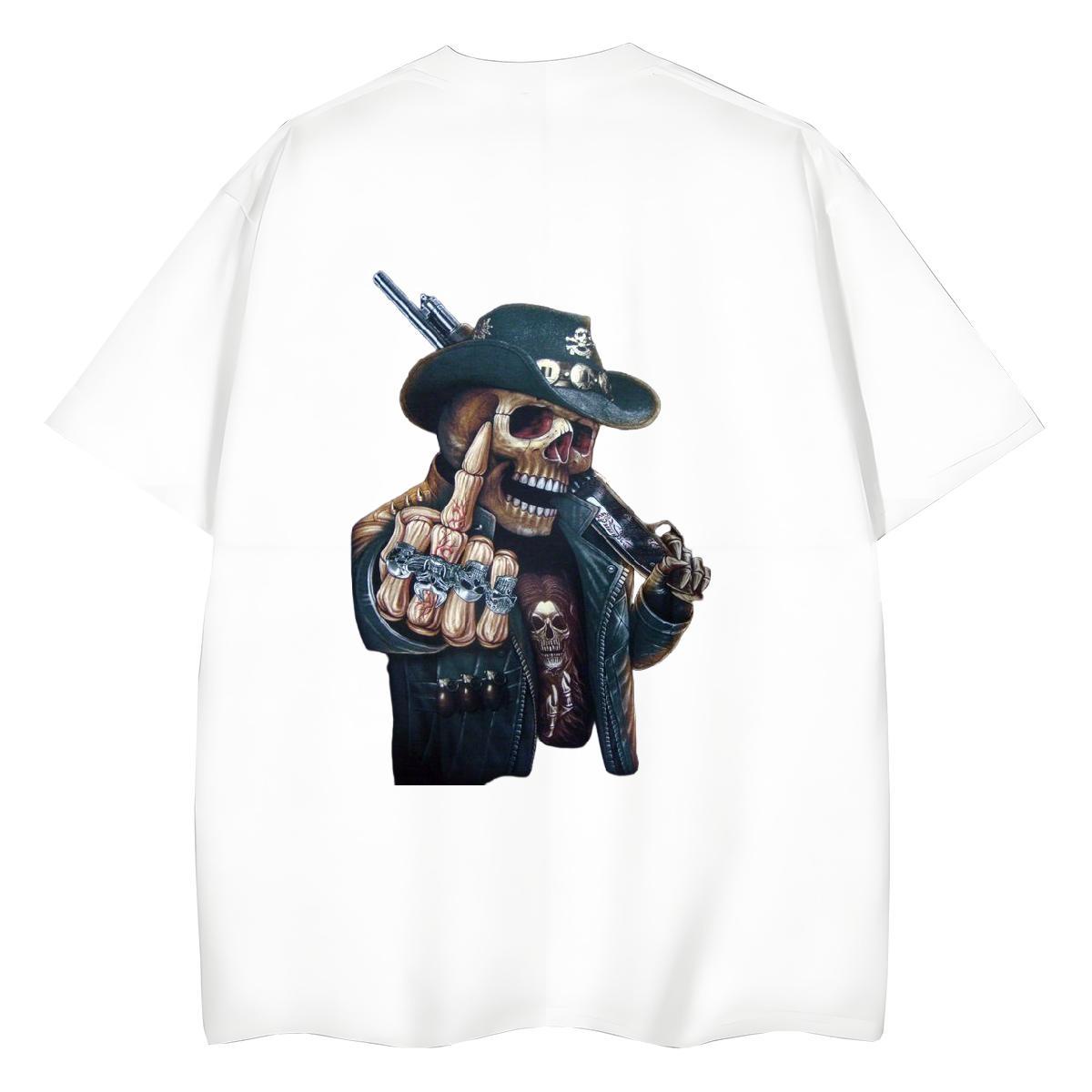 Classic T Shirt For Woman 230g Cotton Round Neck Short Sleeve Street Casual skull Couples T Shirts Free Shipping DIY Anime Printed Tshirts