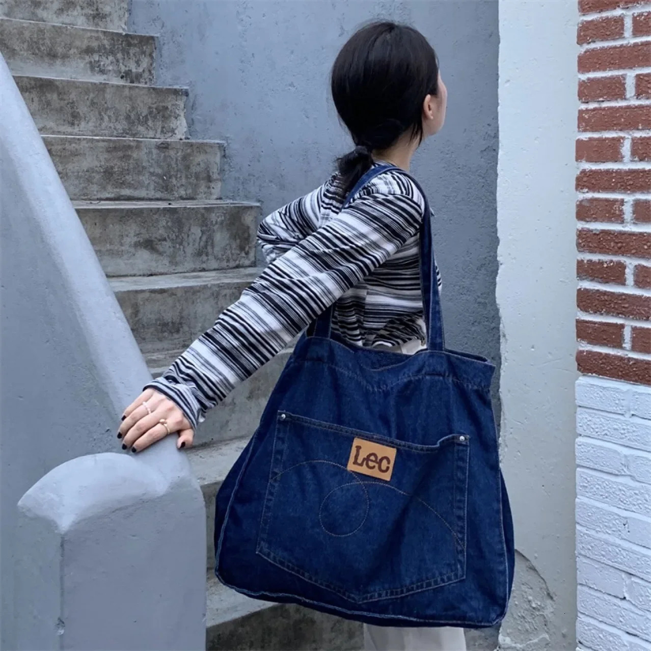 Womens Cross body Bag Handbag Womens Shopping Bag Fashion and Simple Demin Korean Shoulder Bag Canvas Bag Womens Handbag 241008