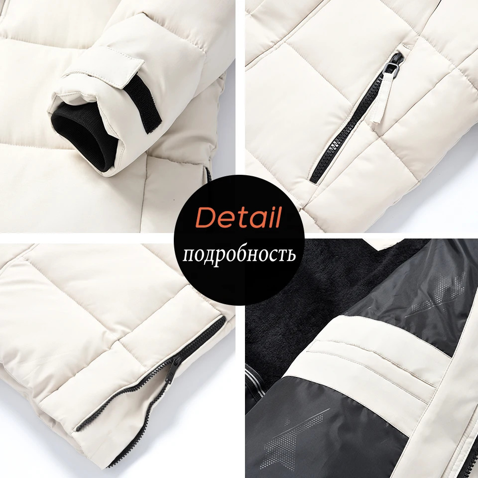 Mens Winter Warm Thick Wool Hat Parkas Jacket Mens Autumn Jacket Classic Waterproof Parkas Mens 241007