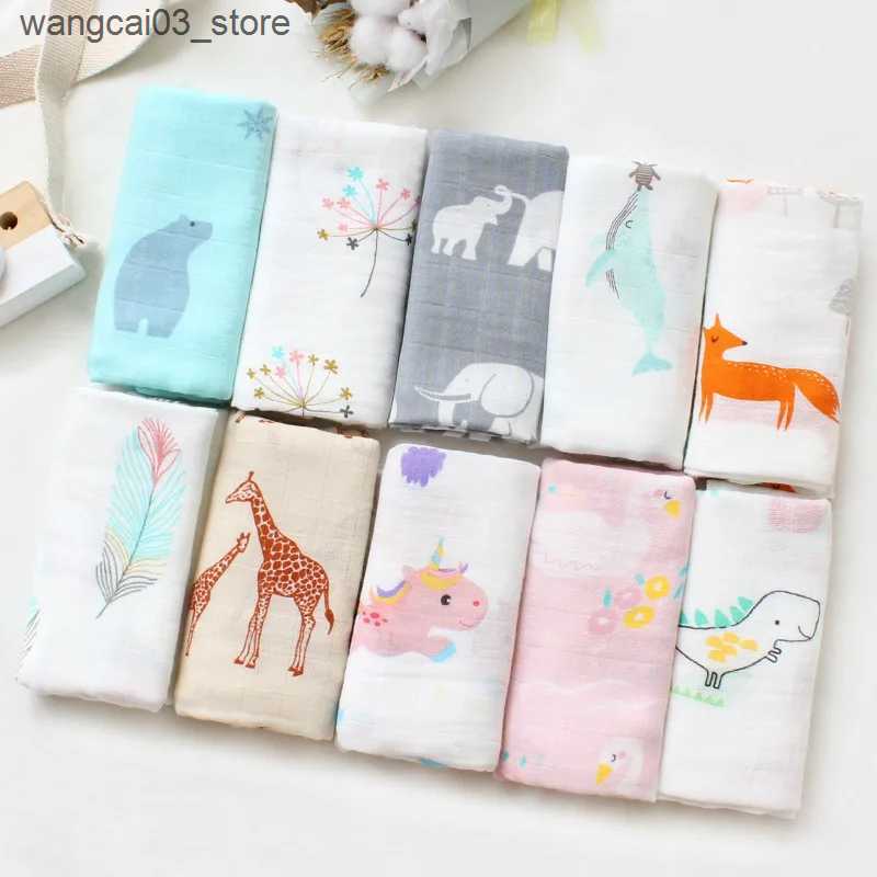 Blankets Swaddling Baby Blankets Newborn Super Soft Bath Swaddle Kids Muslin Organic Cotton Fabric Stuff Girl Boy Burp Cloth Towel Monthly Wrap L24091