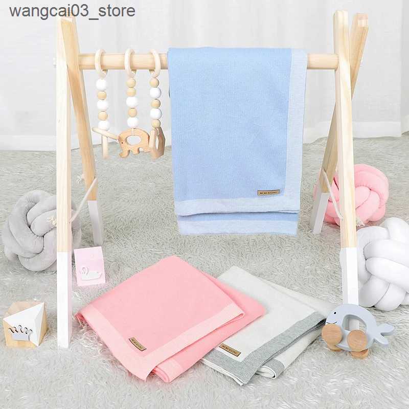Blankets Swaddling Infant Baby Blanket 100%Cotton Knit Newborn Girl Boy Plaid Bed Basket Crib Solid Quilts Toddler Stroller Wrap Swaddle Super Soft L2