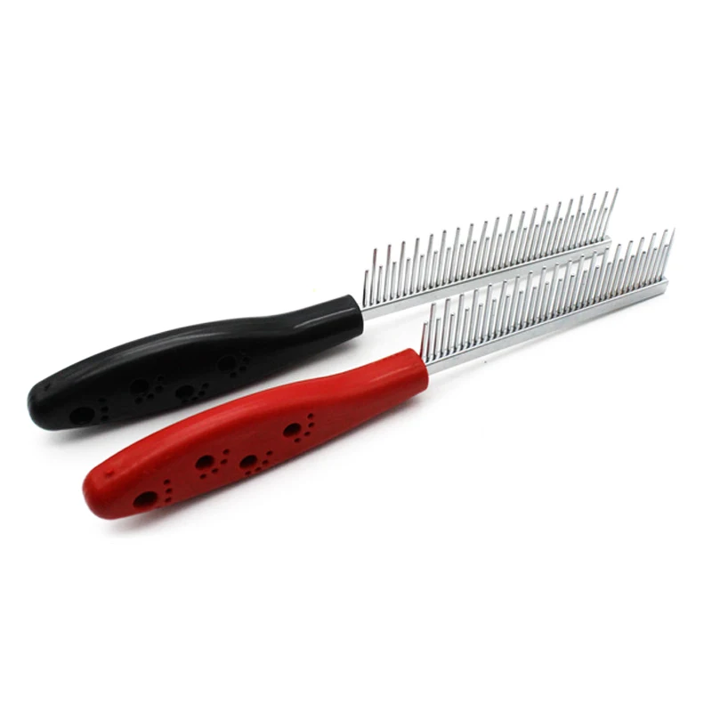 Stainless Steel Dog Comb Pet Hair Removal Shedding Pin Long and Short Tooth Steel Needle Dog Comb for Cat Cleaning Grooming Tool