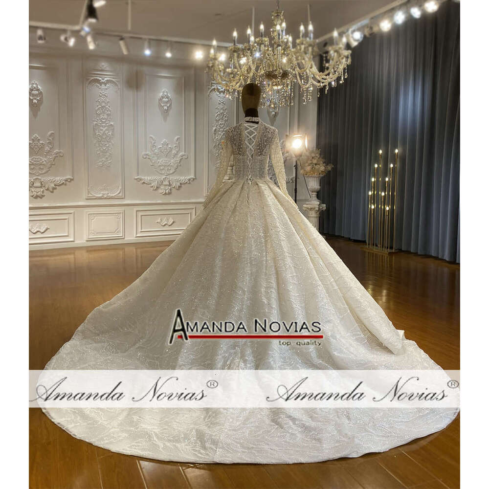 Full Cover Lace Muslim Brides Wedding Dress