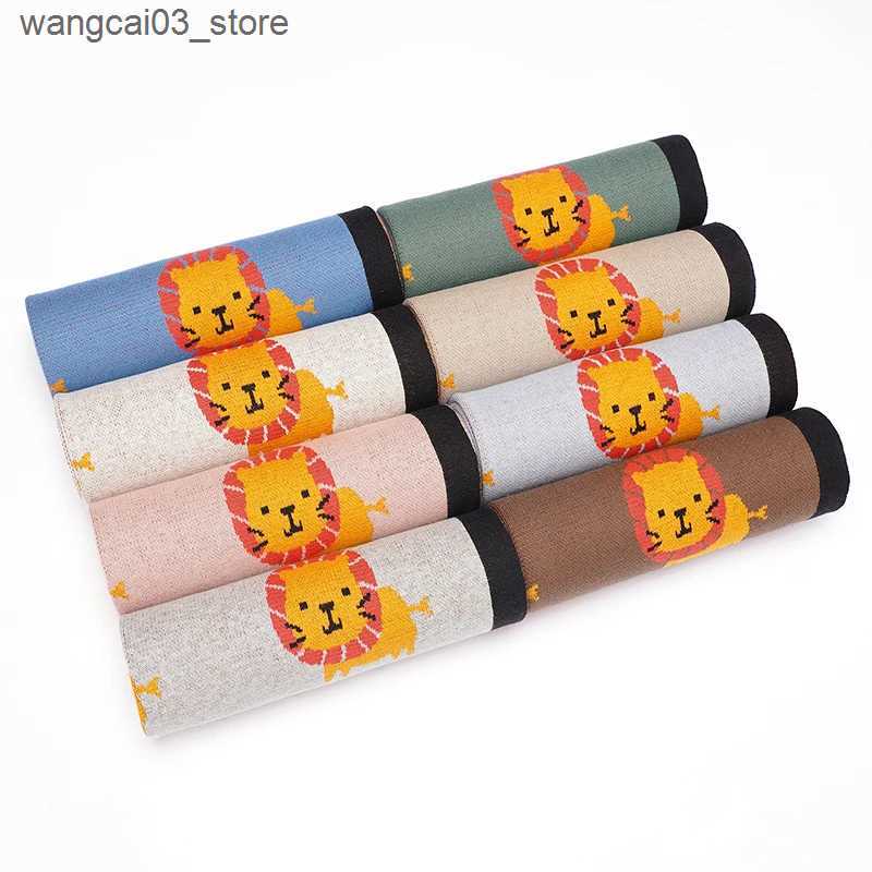 Blankets Swaddling Baby Blanket 100*80CM Cotton Infant Kid Stroller Swaddling Super Soft Knitted Newborn Girl Boy Bed Plaid Quilt Cute Cartoon Lion L2
