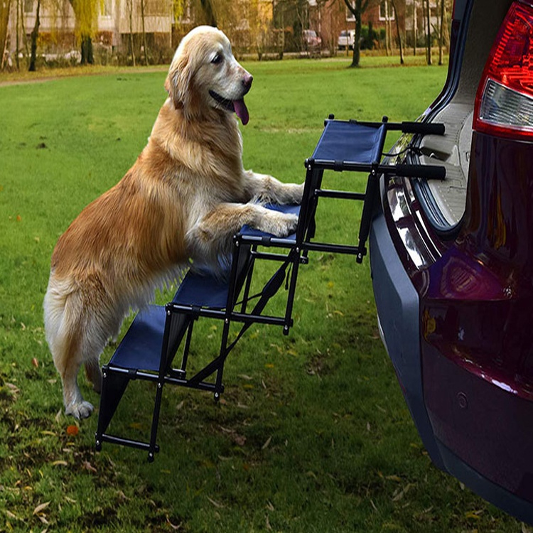 Portable Foldable 4 StepsLight Weight Steel Frame Folding Non-Slip Four Floors Pet Dog Car Stair For Dog