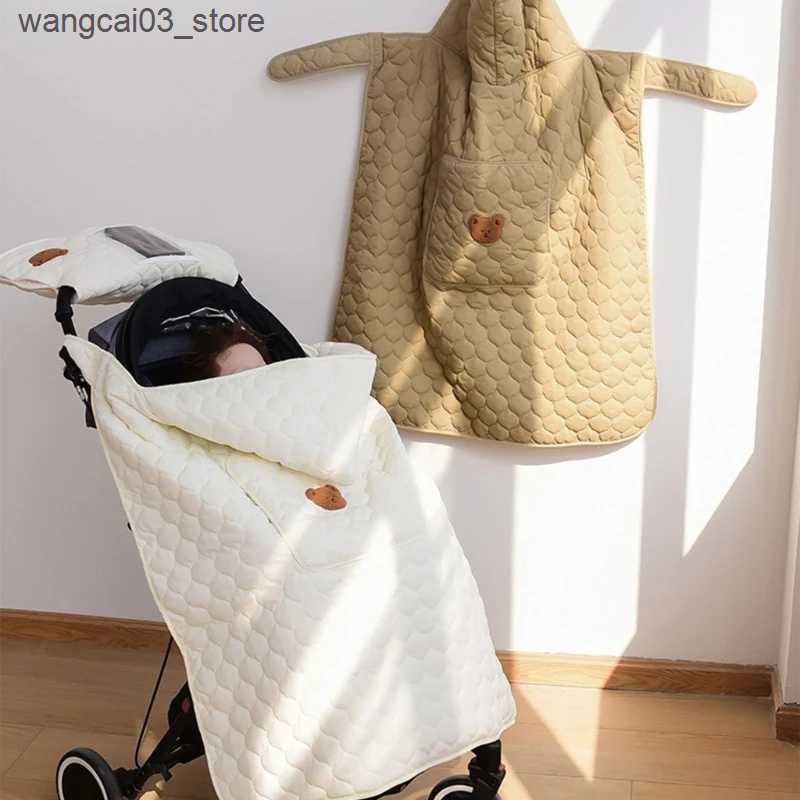Blankets Swaddling Winter Waterproof Hooded Baby Swaddle Blanket Cartoon Thicken Fleece Warm Baby Stroller Blanket Cover Windproof Baby Carrier L24091