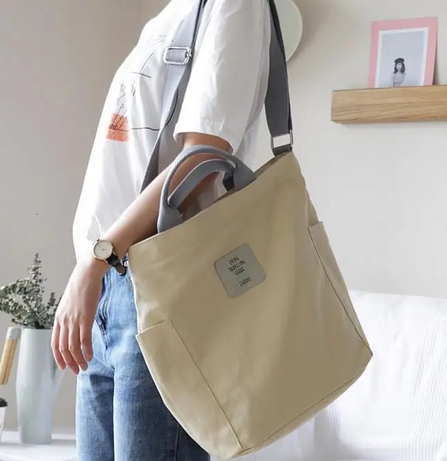 Korean version canvas shoulder bag simple art tilted handbag 241008