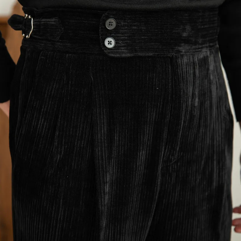 high-quality Corduroy mens Trouser pants high waisted office clothes Trouser Italian business pants Pantalon Para Hombres 241011