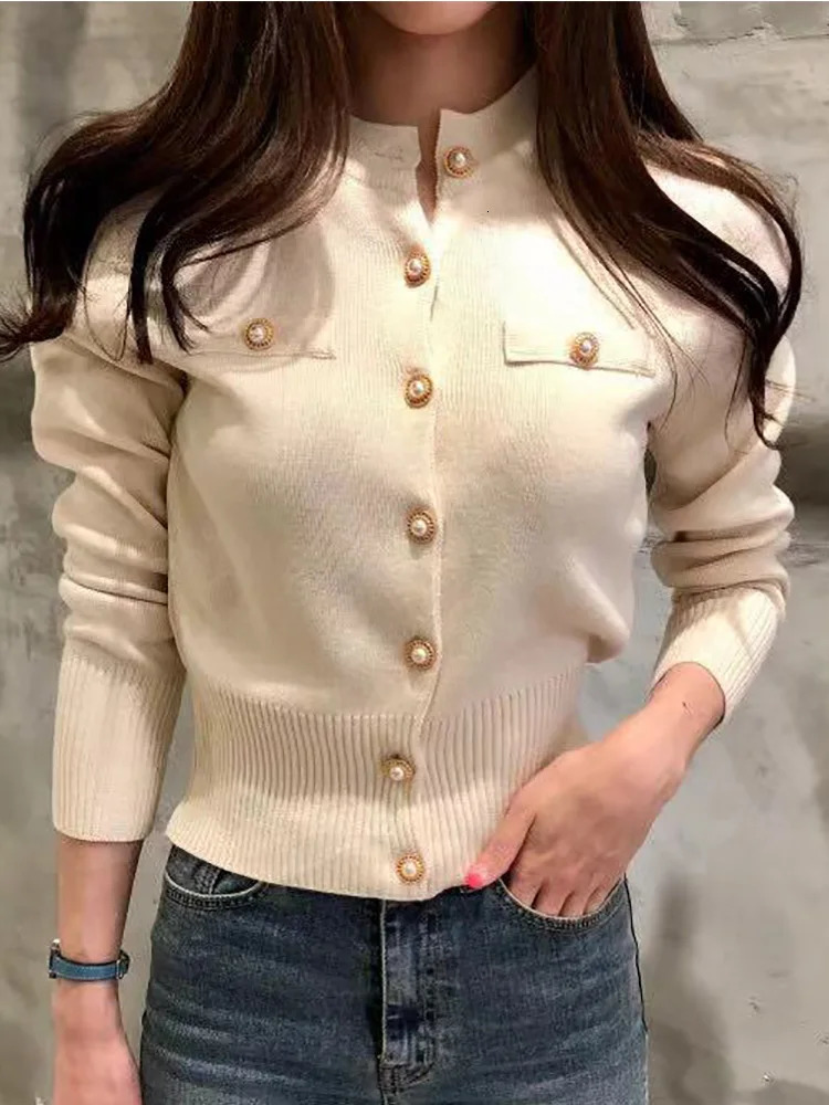 Autumn Winter Women Sweater Cardigan Black Elasticity Long Sleeve Tops O Neck Korean Fashion Sweaters Knitwear Ladeis Clothes 241009