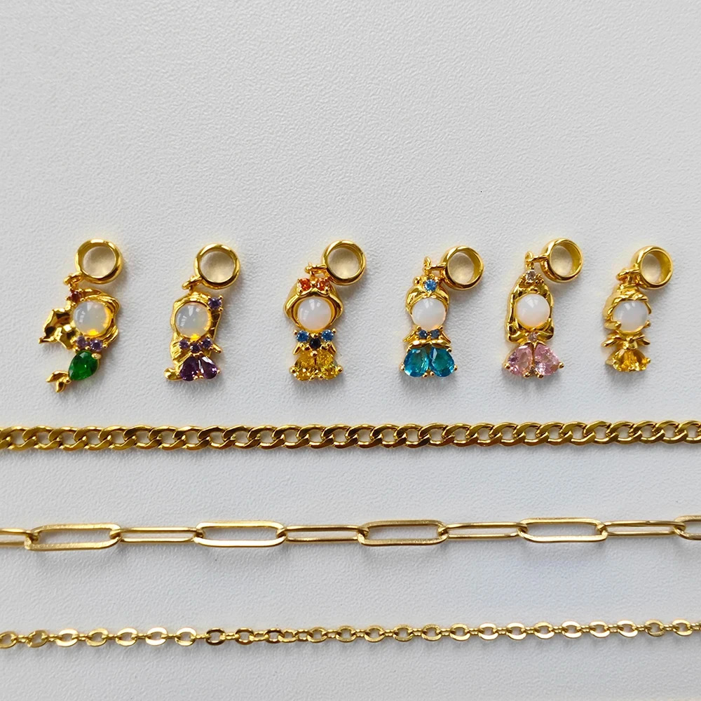 ins Cartoon Cute Zircon Princess Pendant Charm For Women Girl Fashion Accessories DIY Jewelry Gift 241010